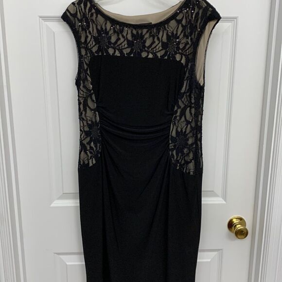 R&M Richards size 12 Petite sleeveless black formal dress - Picture 1 of 9